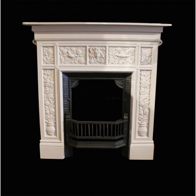 Restored vintage cast iron parlour fireplace 