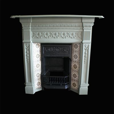 Beautiful restored Victorian cast iron fireplace with original tiles - sold ref inv no: 111847