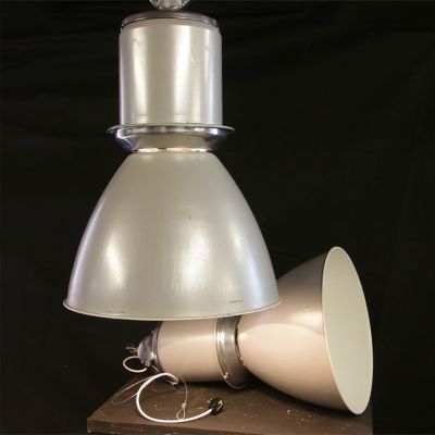 Large Vintage Silver Industrial Lights 