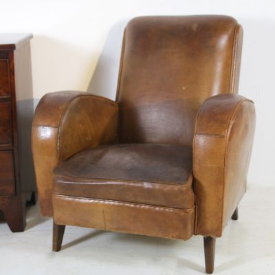 Vintage French leather salon chair