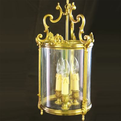 Vintage French hall lantern in gilded Bronze