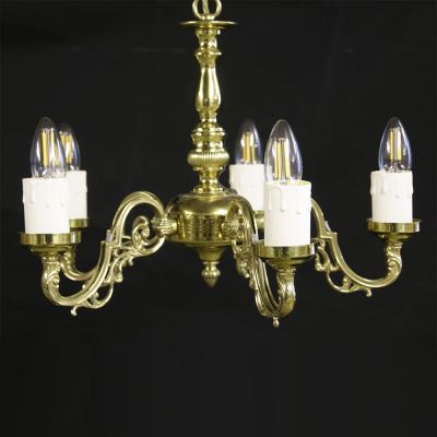 Lovely polished brass chandelier 