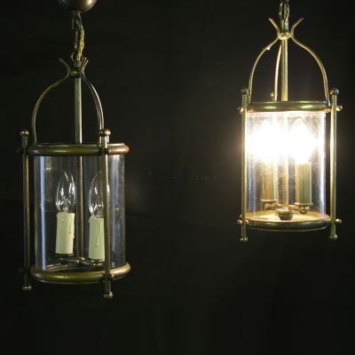 Pair of original post war French hall lanterns 
