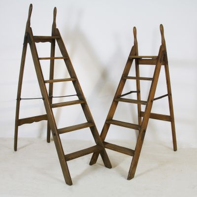 2 pairs of original wooden step ladders 