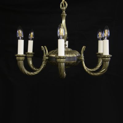 Restored pair of vintage 6 arm chandeliers