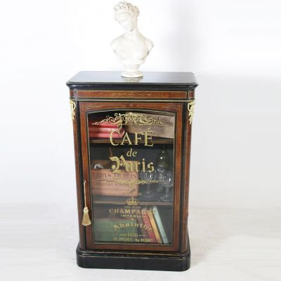 Cafe de Paris sign written cabinet