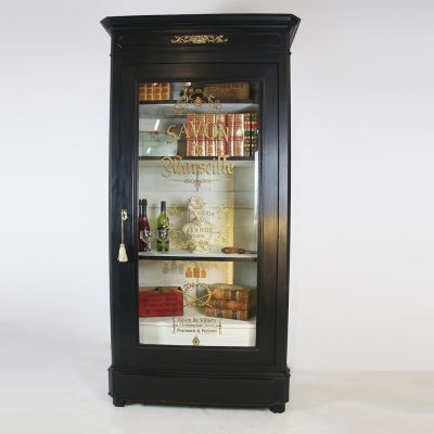 Antique French Vitrine / bookcase with sign writing 