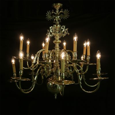 Large 2 tier brass chandelier 