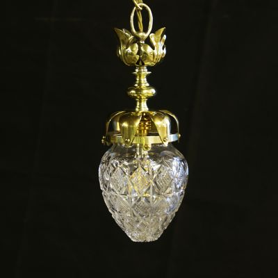 Edwardian cut glass ceiling bomb light