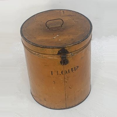 Antique orange flour tin