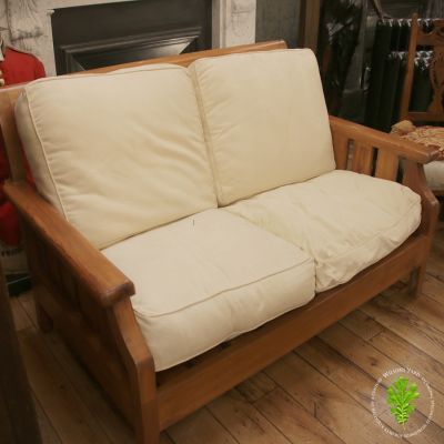 Antique black veined Teak Panama 2 seater sofa