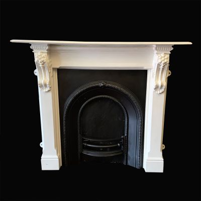 Restored Victorian cast iron painted fireplace 