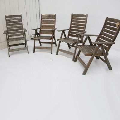 Set of 4 hardwood garden folding chairs 