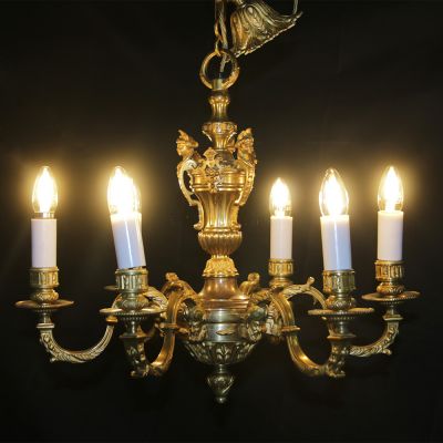 Vintage French cast bronze chandelier 