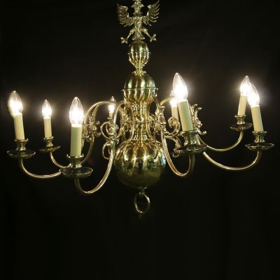 Restored vintage brass Georgian style chandelier