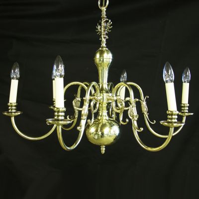 Vintage pair of restored brass chandeliers 