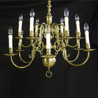 Restored vintage 12 candle bass chandelier