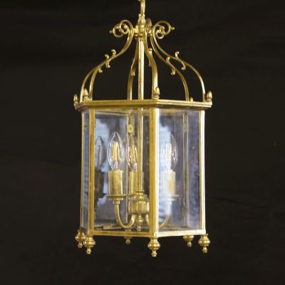 Vintage 3 candle brass lantern 