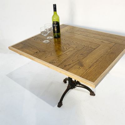 Parquet topped cafe / bistro table