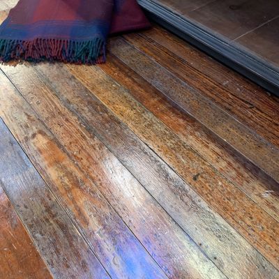 Salvaged pitch Pine plank flooring 