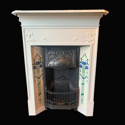Restored Arts & Crafts Edwardian cast iron fireplace 