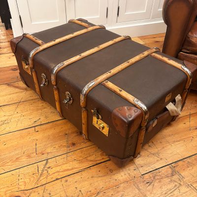 Large Edwardian steamer travel trunk