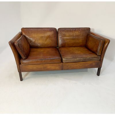 Vintage Scandinavian 2 seater leather sofa 