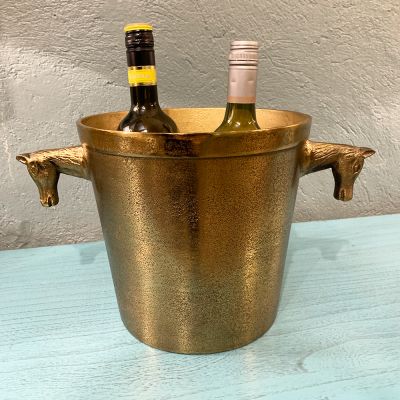 Horse handle brass ice bucket 