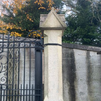 Pair of vintage stone entance gate pillars