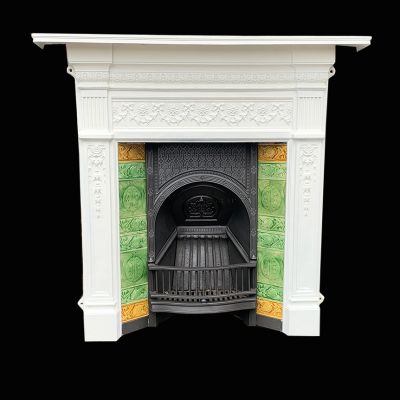 Beautiful restored Victorian fireplace with original tiles 