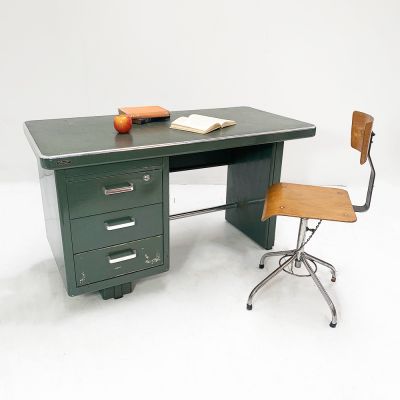 Vintage industrial office desk with chair 