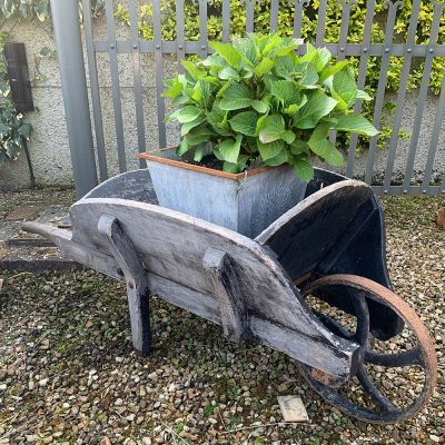 Antique wooden garden cart / wheelbarrow