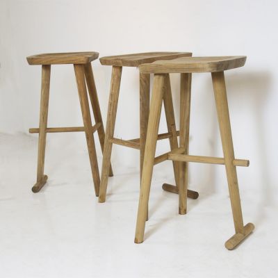 Artisan made 3 legged Elm stools