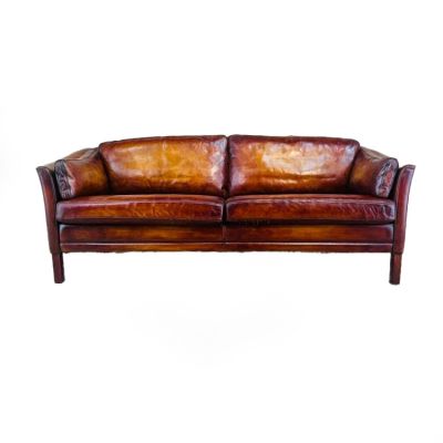 Designer vintage Danish leather settee