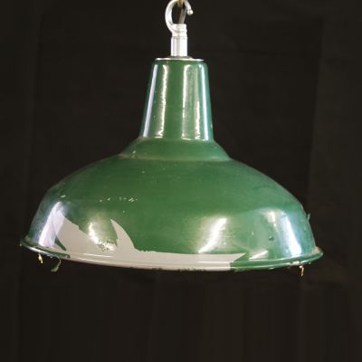Vintage British made green enamel industrial light