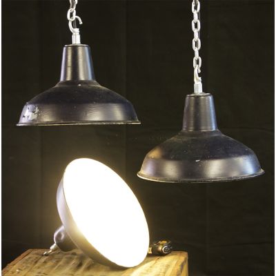 Vintage British made black industrial lights