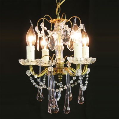 Exquisite petite brass and crystal chandelier 