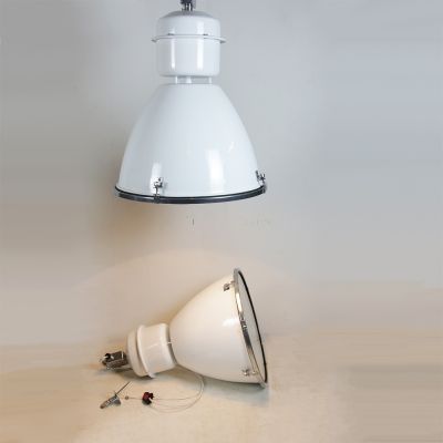 Large Eastern Block Industrial Lights – White