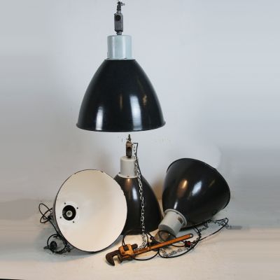 Large Eastern Block Black & grey Industrial Lights 