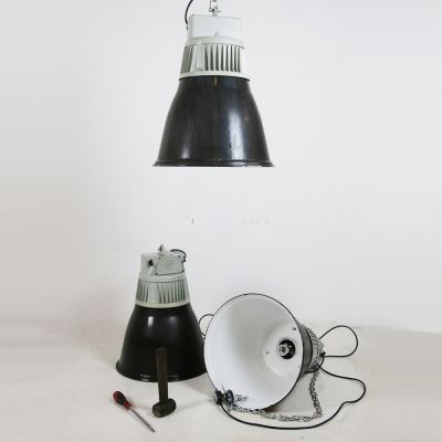 Salvaged Eastern Bloc Industrial Factory Lights