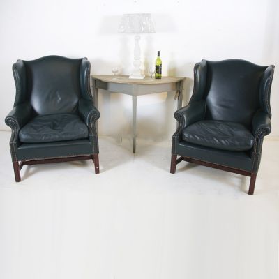 Splendid pair of wing back chairs 