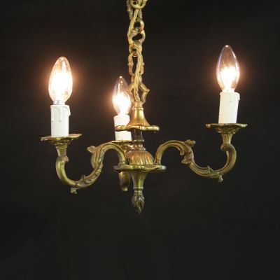 Beautiful cast Brass 3 candle chandelier 