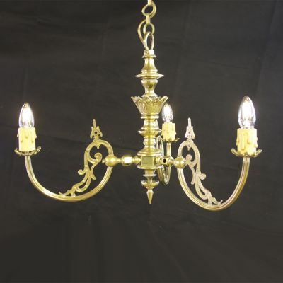 Brass chandelier with sweeping arms