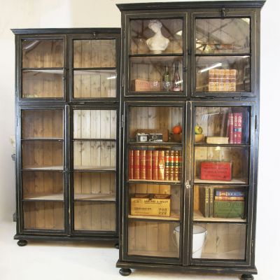Distressed vintage glazed cupboards / bookcase / larder