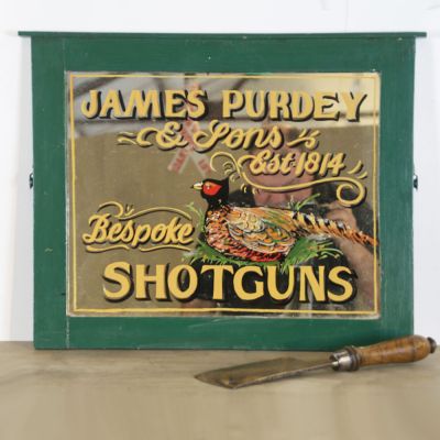 Hand painted Purdy shotgun display mirror