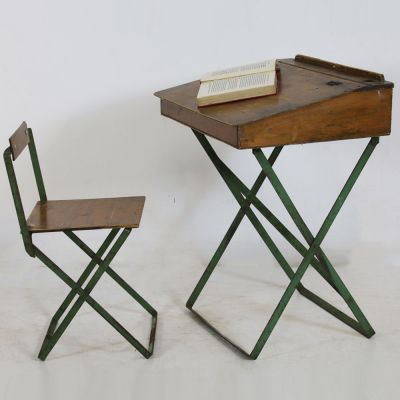 Vintage child's school desk and seat 