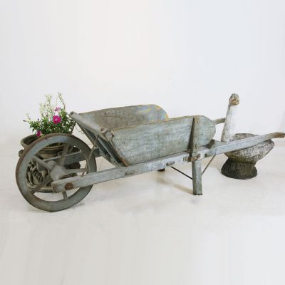 Antique wooden garden cart / wheelbarrow