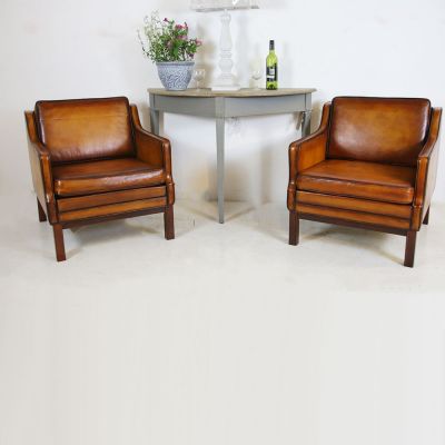 Pair of vintage Scandinavian leather chairs 