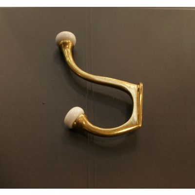 Small Enamel Topped Brass Coat Hook