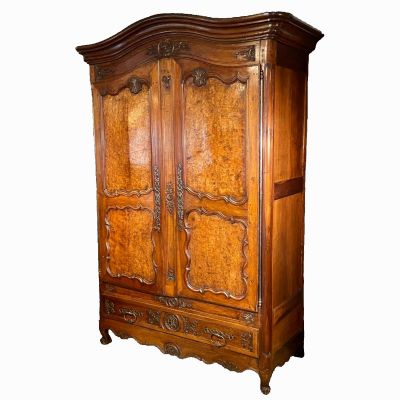 Very large late 18th century French walnut and burr walnut armoire